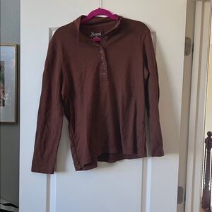 Natural Reflections brown Long-Sleeve Polo Top
